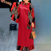 Elegant Evening Party Dress Women Leopard Print Patchwork Maxi Dress 2021